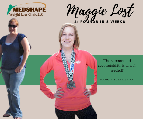 Before and after: Maggie lost 41 pounds in 8 weeks with MedShape in Surprise, AZ